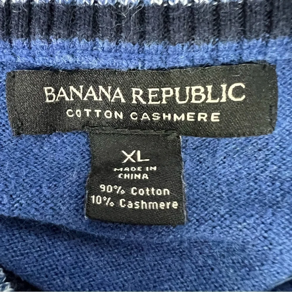 Banana Republic Men’s 1/4 Zip Sweater Sz XL Color Blue Mock Neck 10% Cashmere